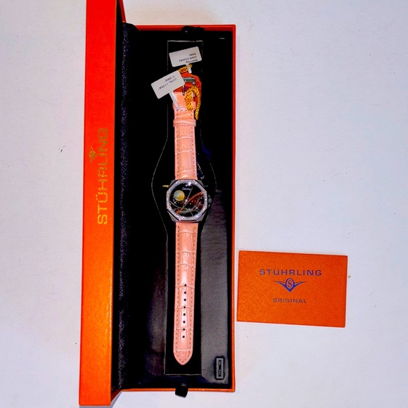 NIB Stuhrling Original Wrist Watch with Pink Leather Band. - Picture 1 of 10